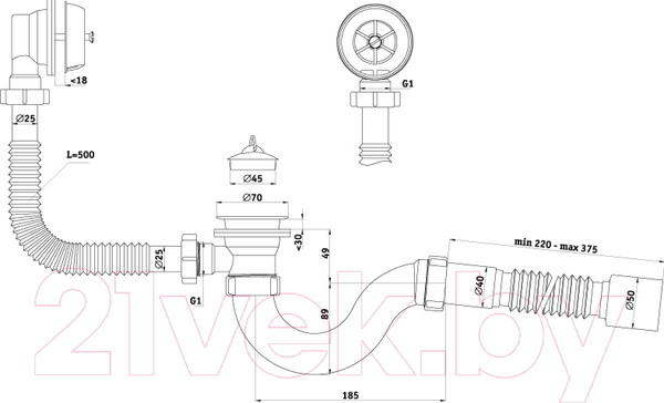 Изображение товара Сифон Ани Пласт Варяг C6155