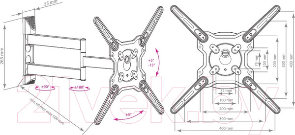 Изображение товара Кронштейн для телевизора Kromax Optima-406 (темно-серый)