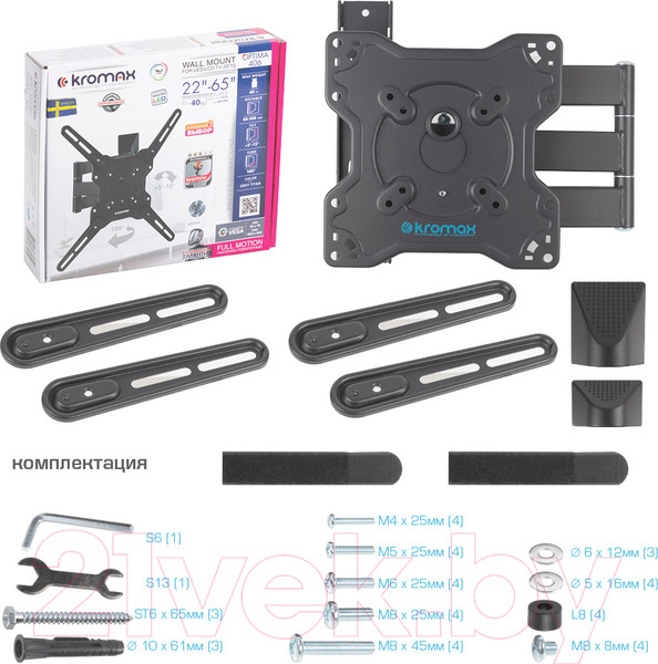 Изображение товара Кронштейн для телевизора Kromax Optima-406 (темно-серый)