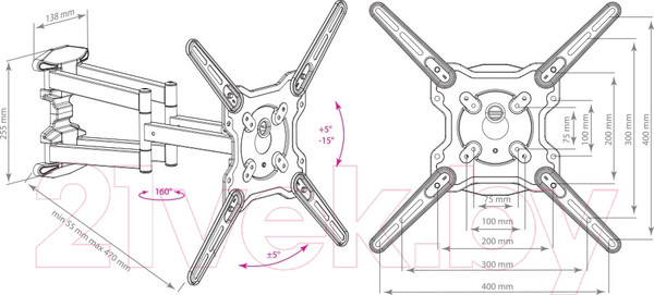 Изображение товара Кронштейн для телевизора Kromax Optima-407 (темно-серый)
