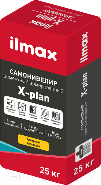 Изображение товара Самонивелирующаяся смесь ilmax Армированный X-plan 2-20мм (25кг)
