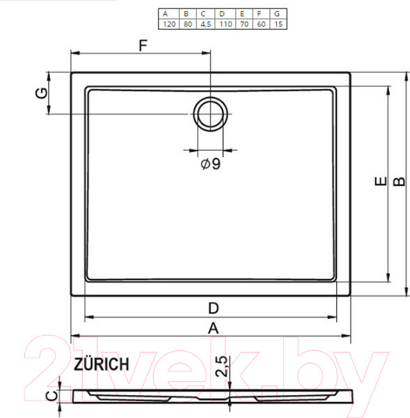 Изображение товара Душевой поддон Riho Zurich DA74 274 (120x80)