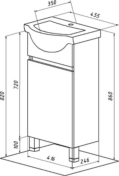Изображение товара Тумба под умывальник Акваль Афина 45 / АФИНА.45.00.00.L