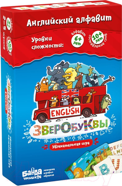 Изображение товара Настольная игра Банда Умников Зверобуквы English
