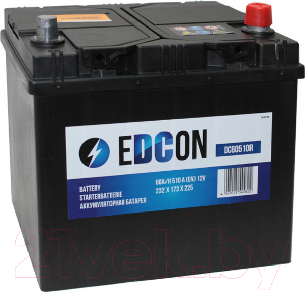 Изображение товара Автомобильный аккумулятор Edcon DC60510R (60 А/ч)