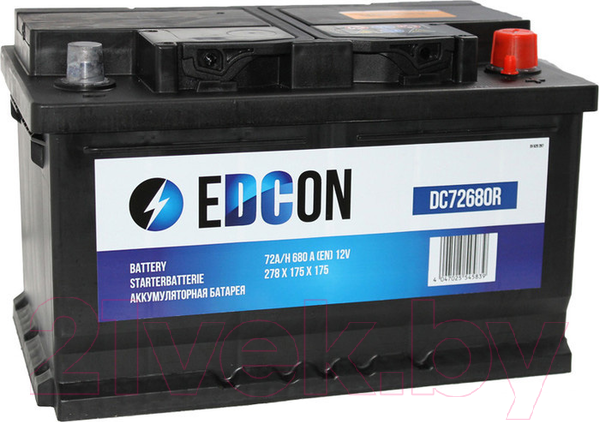 Изображение товара Автомобильный аккумулятор Edcon DC72680R (72 А/ч)