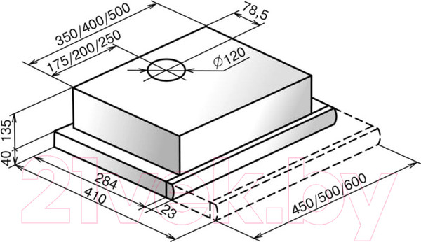 Изображение товара Вытяжка телескопическая Elikor Интегра 50П-400-В2Л (белый/нержавеющая сталь)