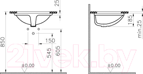 Изображение товара Умывальник VitrA S50 / 5339B003-0012