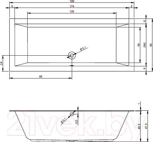 Изображение товара Ванна акриловая Riho Lugo 190x80 / BT04005