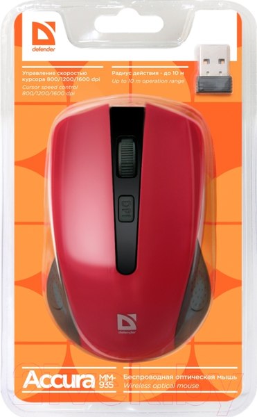 Изображение товара Мышь Defender Accura MM-935 / 52937 (красный)