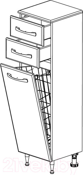 Изображение товара Шкаф-полупенал для ванной СанитаМебель Камелия-42к Д2 (белый)