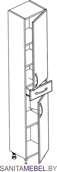 Изображение товара Шкаф-пенал для ванной СанитаМебель Камелия-54 Д2 (белый, левый)