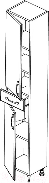 Изображение товара Шкаф-пенал для ванной СанитаМебель Камелия-56 Д2 (белый, левый)