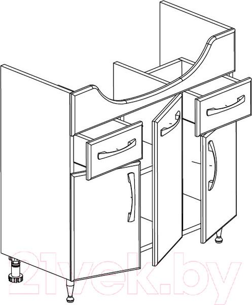 Изображение товара Тумба под умывальник СанитаМебель Камелия-69.51 Д2 (белый)
