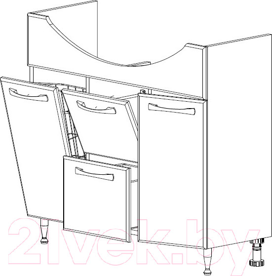 Изображение товара Тумба под умывальник СанитаМебель Камелия-69.51к Д2 (белый)