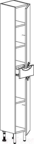 Изображение товара Шкаф-пенал для ванной СанитаМебель Камелия-52 Д3 (белый, правый)