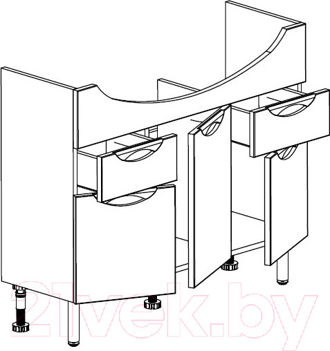 Изображение товара Тумба под умывальник СанитаМебель Камелия-70.21 Д3 (белый)