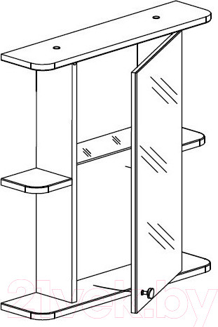 Изображение товара Шкаф с зеркалом для ванной СанитаМебель Камелия-03.54 (правый, белый)