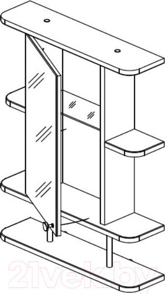 Изображение товара Шкаф с зеркалом для ванной СанитаМебель Камелия-03.54п (правый, белый)