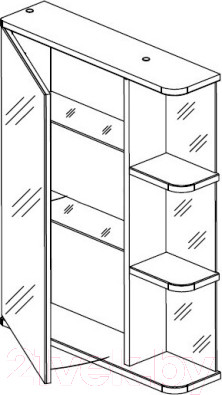 Изображение товара Шкаф с зеркалом для ванной СанитаМебель Камелия-09.60 (левый, белый)