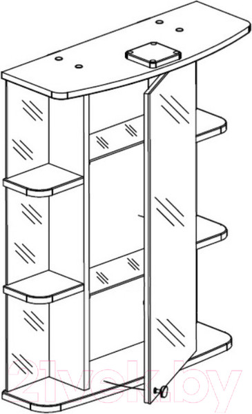 Изображение товара Шкаф с зеркалом для ванной СанитаМебель Камелия-10.65 Д2 (правый, белый)