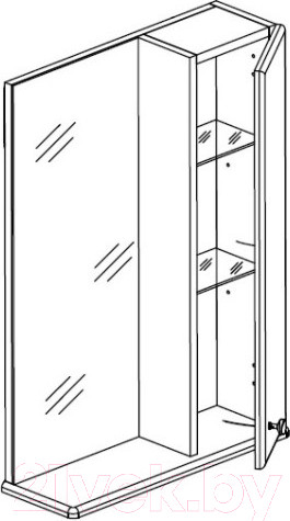 Изображение товара Шкаф с зеркалом для ванной СанитаМебель Камелия-11.50 Д2 (правый, белый)