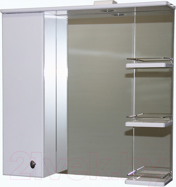 Изображение товара Шкаф с зеркалом для ванной СанитаМебель Камелия-12.85 Д2 (левый, белый)