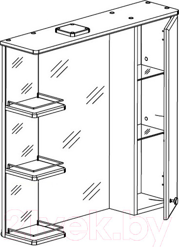 Изображение товара Шкаф с зеркалом для ванной СанитаМебель Камелия-12.75 Д2 (правый, белый)