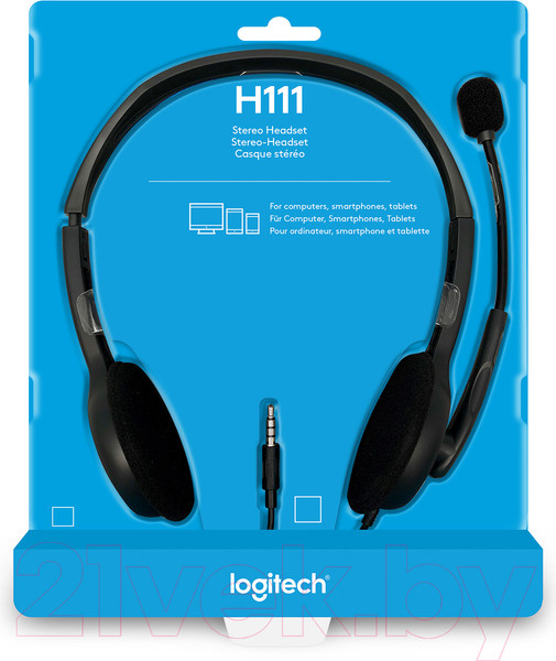 Изображение товара Наушники-гарнитура Logitech Stereo Headset H111 981-000593 / 981-000594