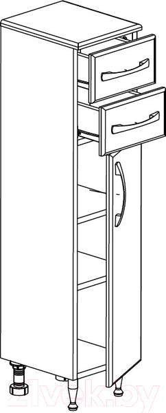 Изображение товара Шкаф-полупенал для ванной СанитаМебель Камелия-41 Д2 (белый, правый)
