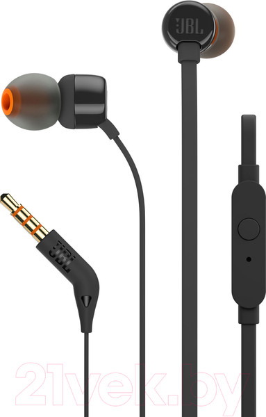 Изображение товара Наушники-гарнитура JBL Tune 110 / JBLT110BLK (черный)