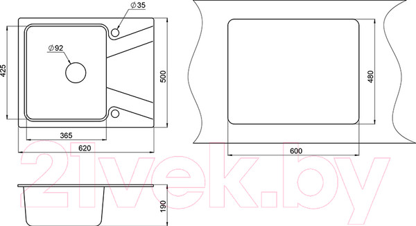 Изображение товара Мойка кухонная GRANULA GR-6201 (эспрессо)