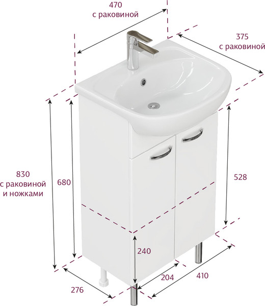 Изображение товара Тумба под умывальник Onika Коралл 47.10 (104701)