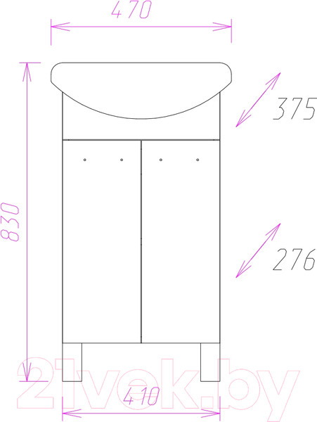 Изображение товара Тумба под умывальник Onika Коралл 47.10 (104701)