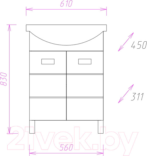 Изображение товара Тумба под умывальник Onika Балтика 60.10 (106040)