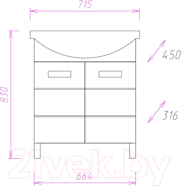 Изображение товара Тумба под умывальник Onika Балтика 70.10 (107026)