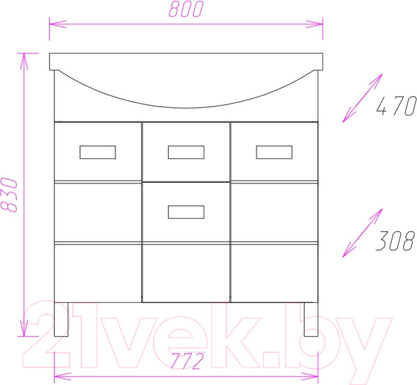 Изображение товара Тумба под умывальник Onika Балтика 80.14 (108023)
