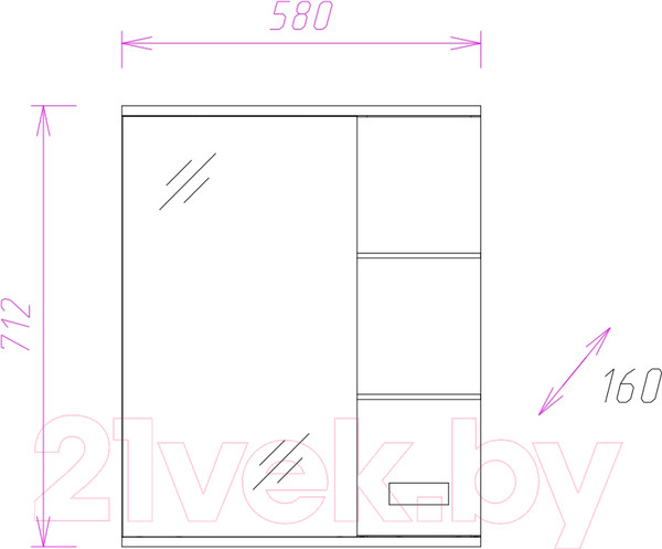 Изображение товара Шкаф с зеркалом для ванной Onika Балтика 58.01 (205815)