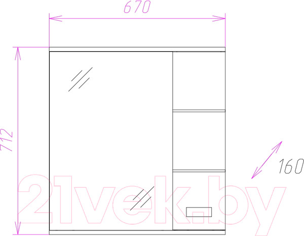 Изображение товара Шкаф с зеркалом для ванной Onika Балтика 67.02 (206704)