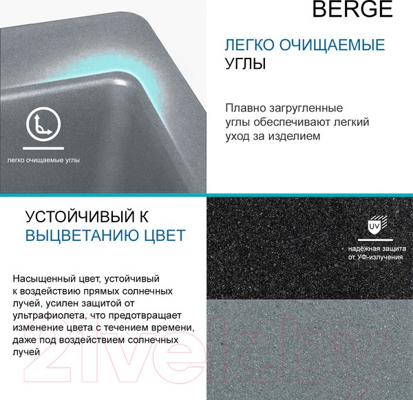 Изображение товара Мойка кухонная Berge BR-7602 (графит)