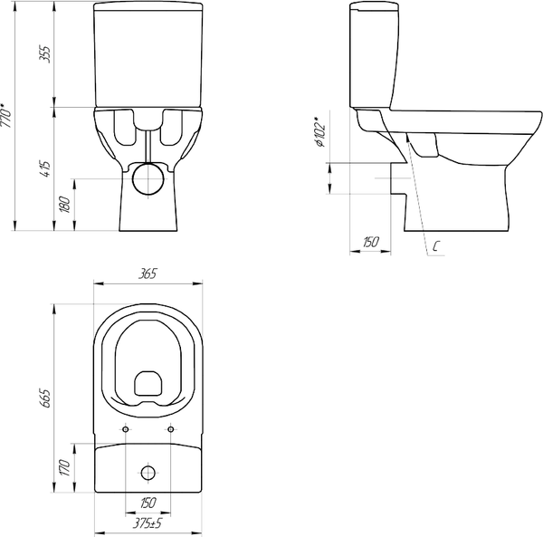 Изображение товара Унитаз напольный Cersanit City Clean On (S-KO-CIT011-3/5-COn-S-DL-w)