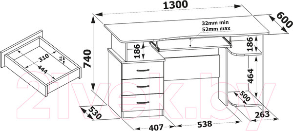 Изображение товара Компьютерный стол Сокол-Мебель КСТ-08.1 (венге)