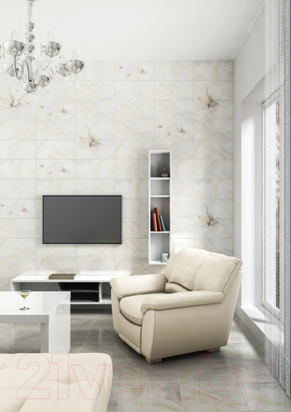 Изображение товара Элемент панно Beryoza Ceramica Оникс бабочка 2 салатная (250x500)