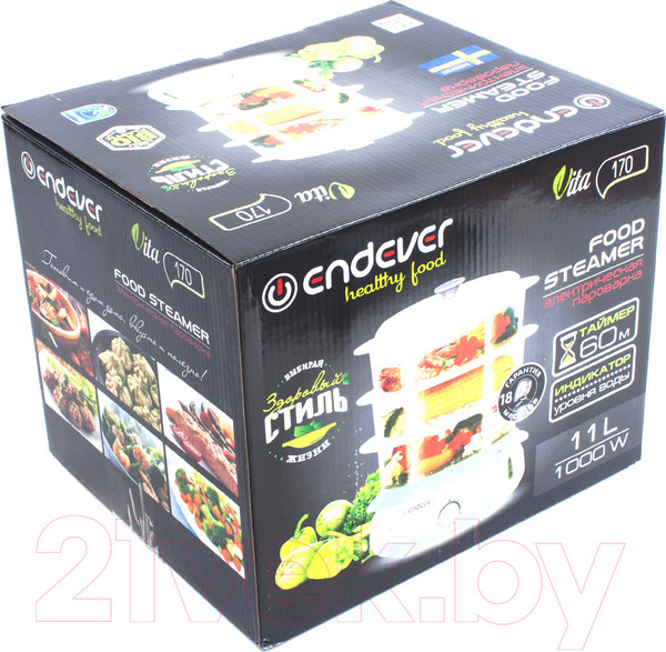 Изображение товара Пароварка стационарная Endever Vita-170 (белый/серый)