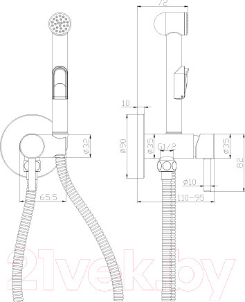 Изображение товара Гигиенический душ со смесителем Rossinka Silvermix X25-51