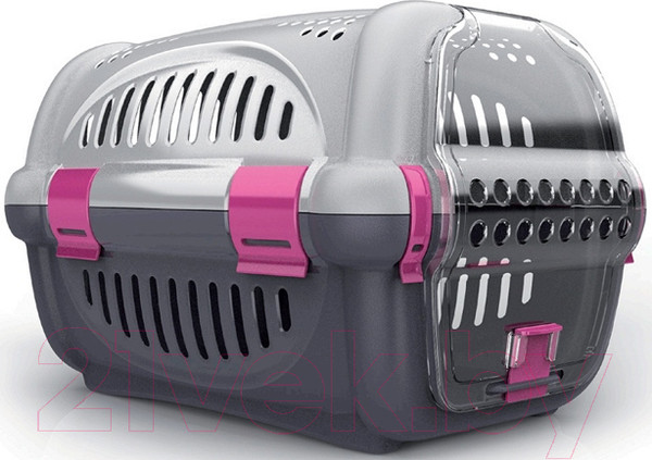 Изображение товара Переноска для животных Georplast Rhino 10569 (темно-серый/серый/розовый)