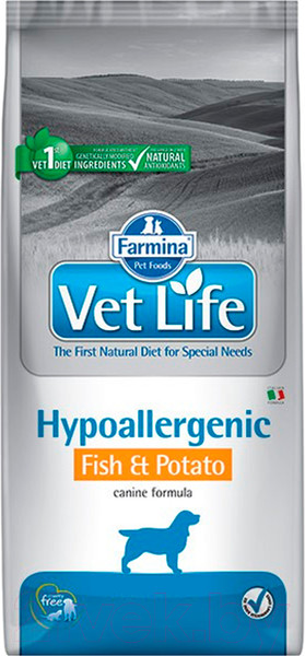 Изображение товара Сухой ветеринарный корм для собак Farmina Vet Life Hypoallergenic Fish & Potato (12кг)