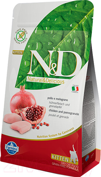 Изображение товара Сухой корм для кошек Farmina N&D Grain Free Chicken & Pomegranate Kitten (1.5кг)