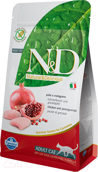 Изображение товара Сухой корм для кошек Farmina N&D Grain Free Cat Chicken & Pomegranate Adult (5кг)