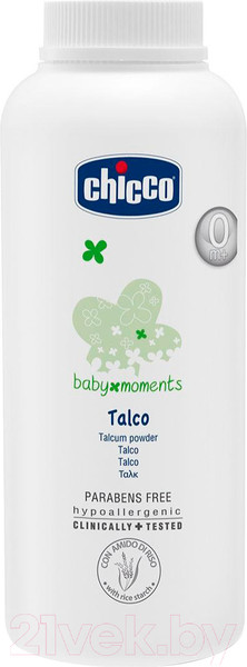 Изображение товара Тальк детский Chicco Baby Moments с рисовым крахмалом (150гр)